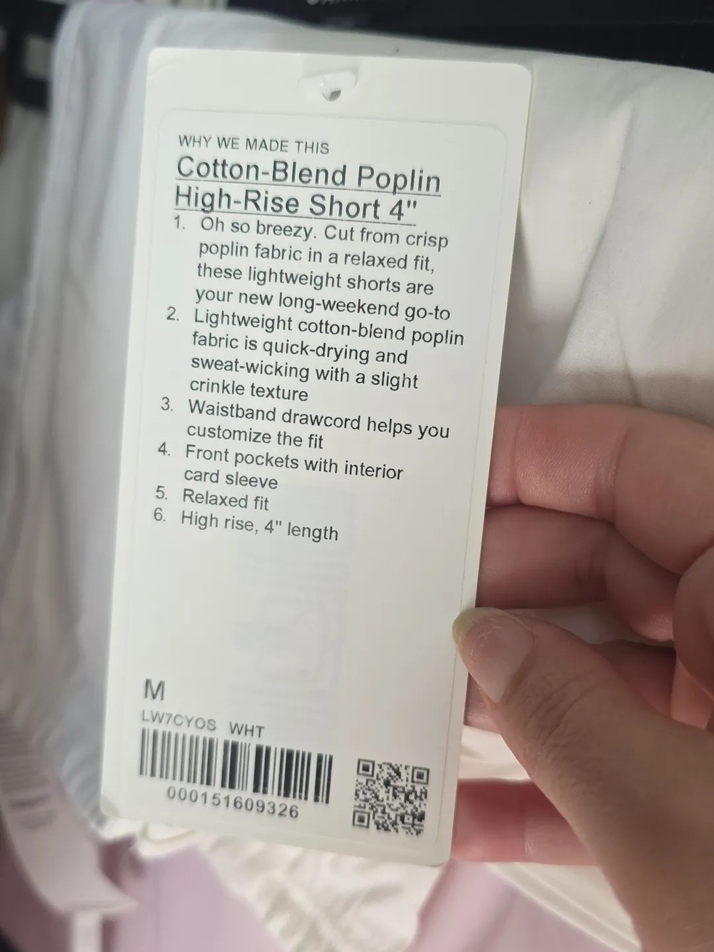 NWT Lululemon Cotton-Blend Poplin High-Rise Short 4" White Size M - Picture 4 of 5